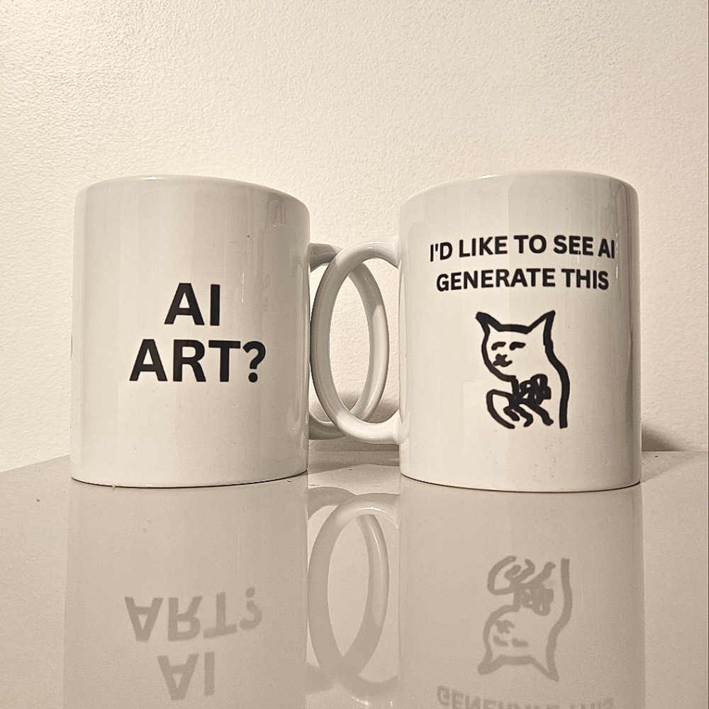 Cat Doodle Mug "AI Art? I'd like to see AI generate this" by Embrace the Strange